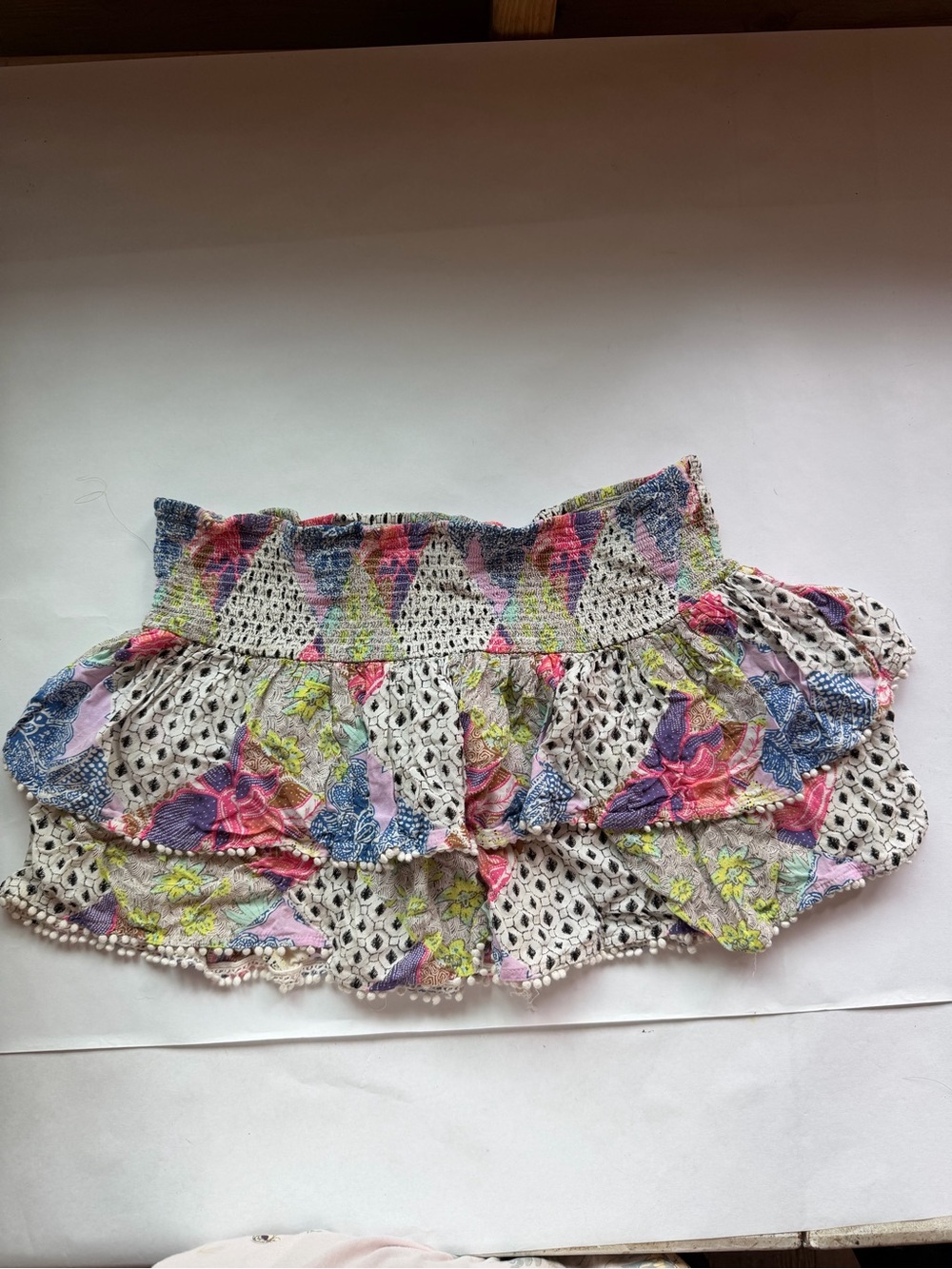 Victoria's Secret Multicolor  Tiered Skirt with Pom Trim